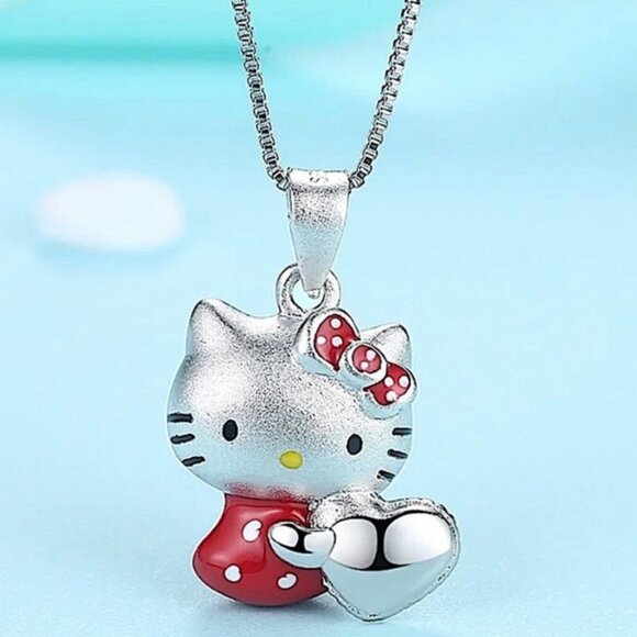 Hello Kitty Sterling Silver Charm Pendant Necklace - Picture 1 of 4